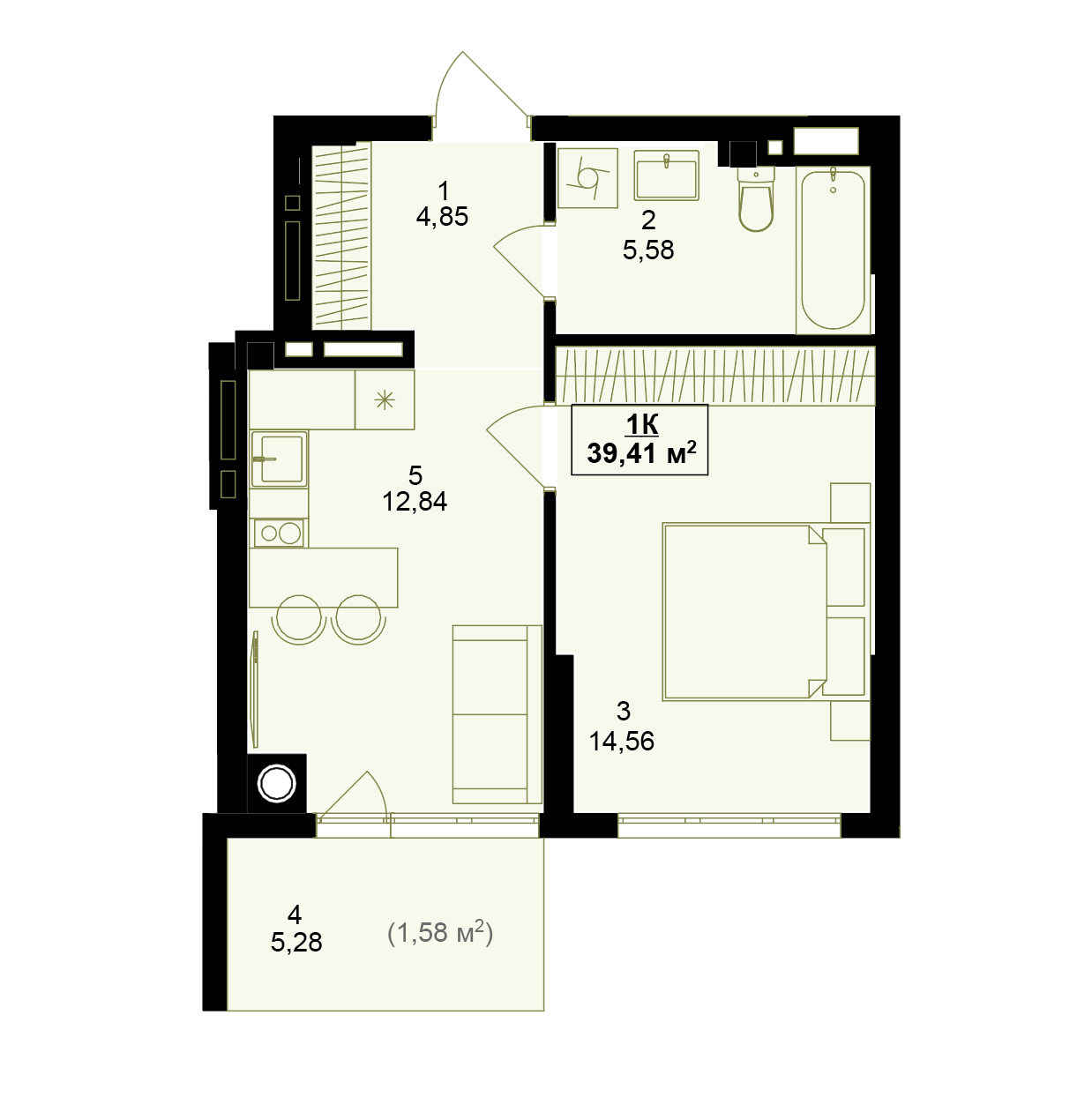 Планування 1кімнатної квартири