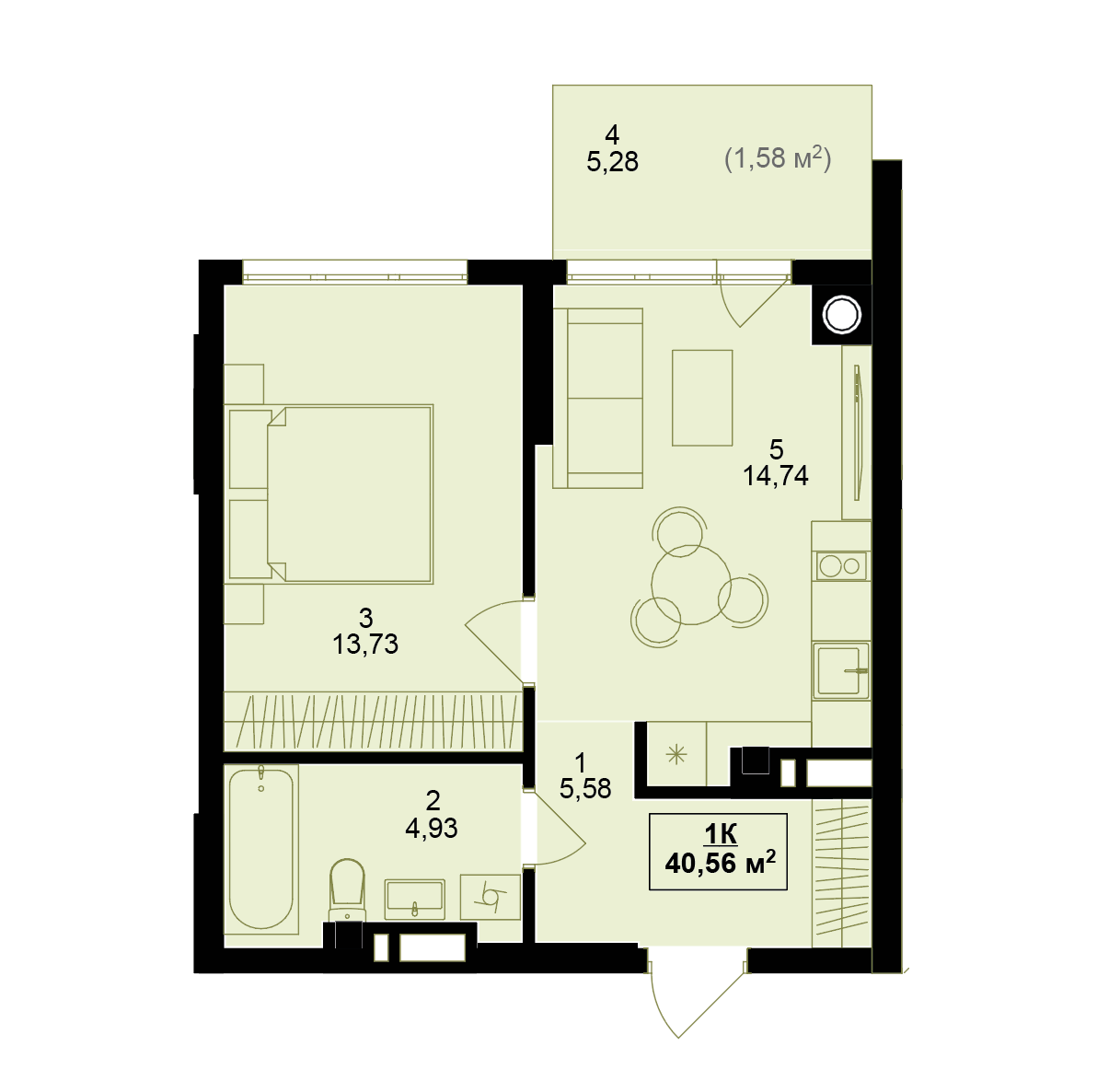 Планування 1кімнатної квартири