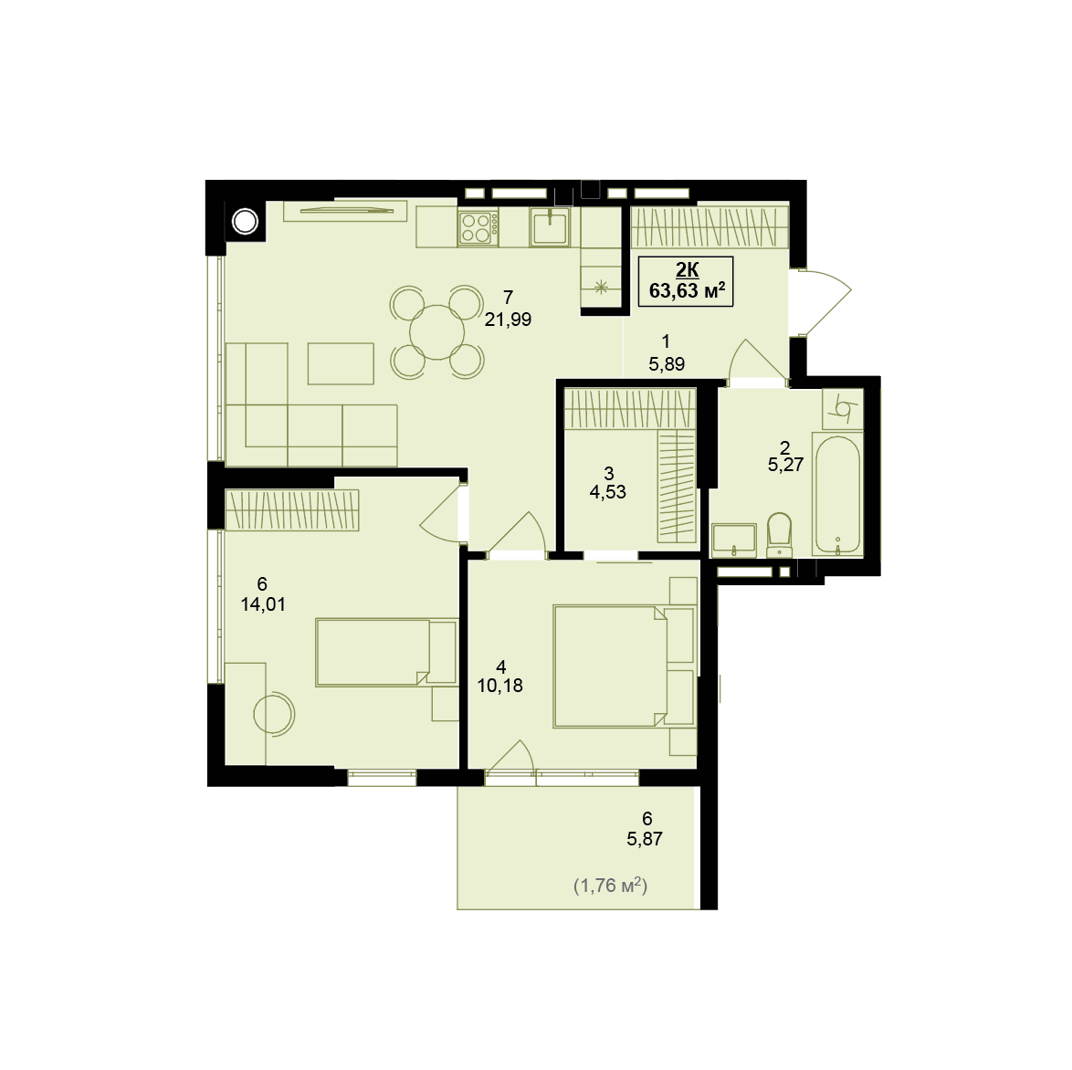 Планування 2кімнатної квартири