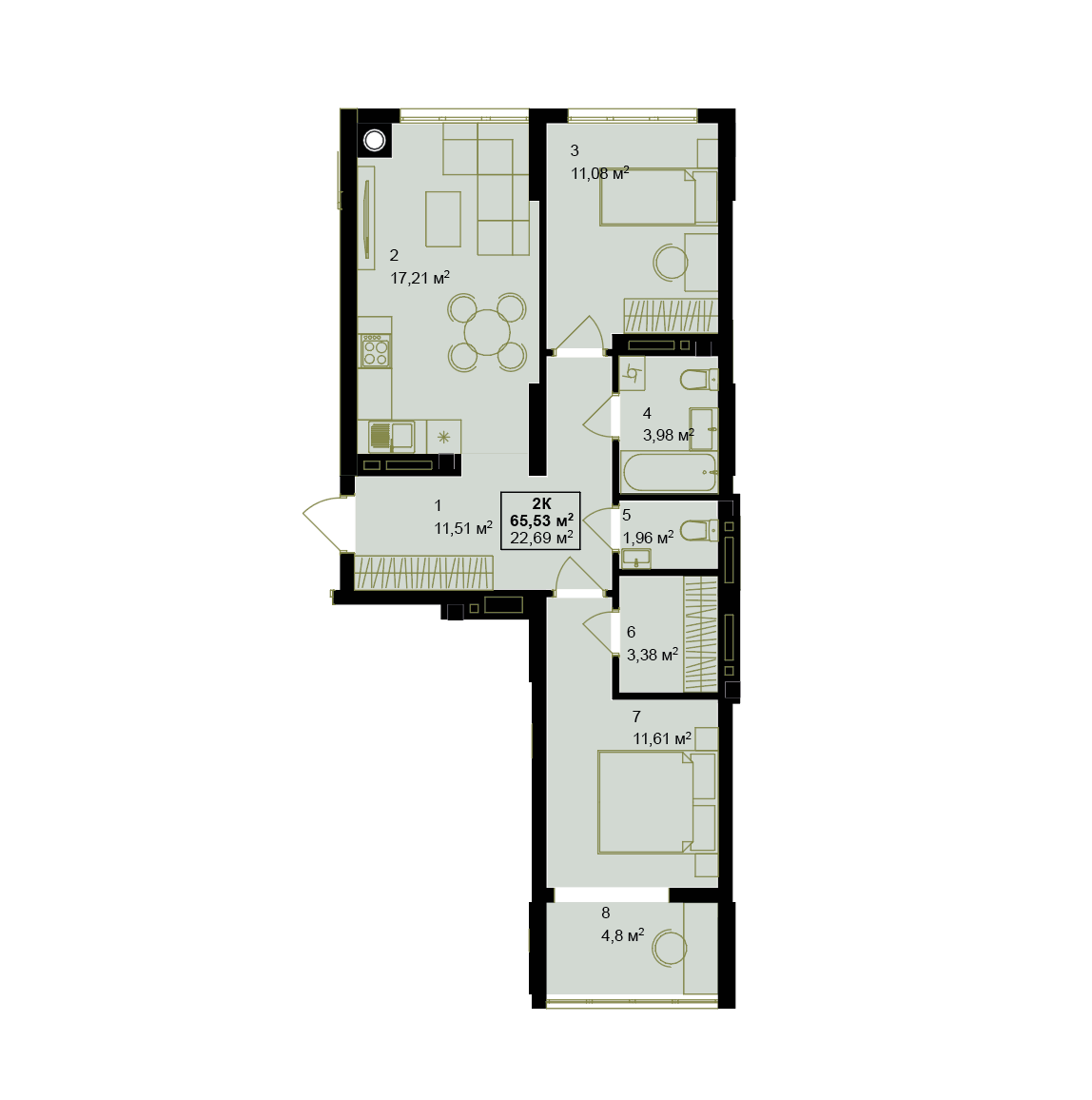 Планування 2кімнатної квартири