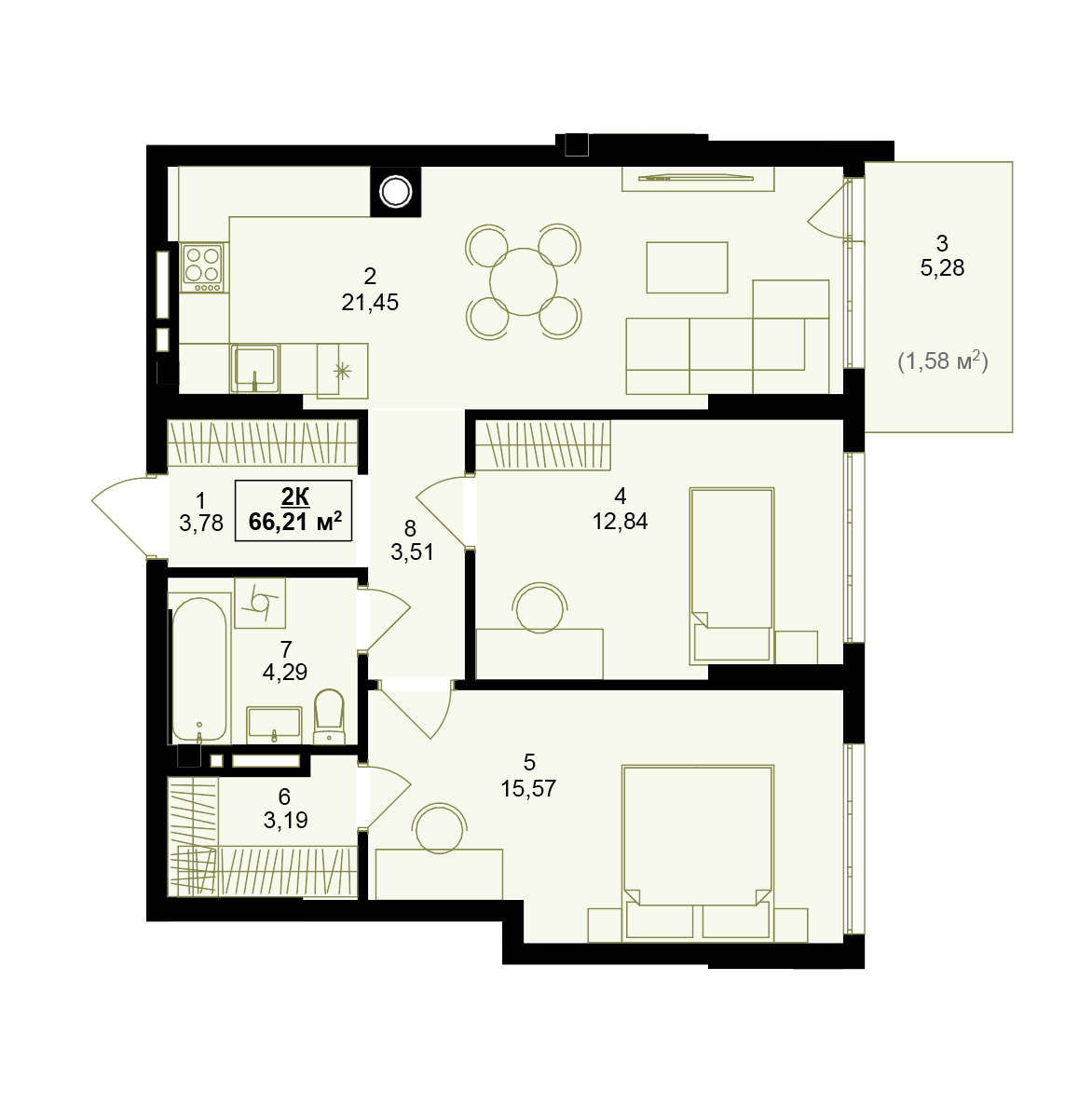 Планування 2кімеатної квартири
