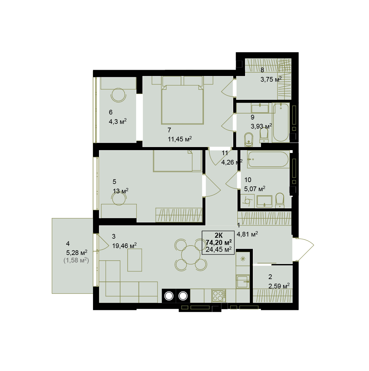 Планування 2кімнатної квартири