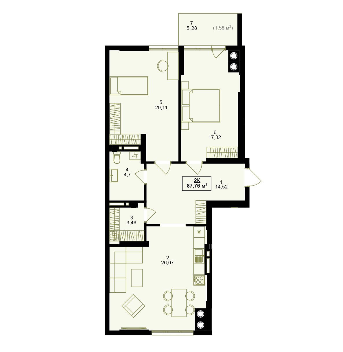 Планування 2кімнатної квартири
